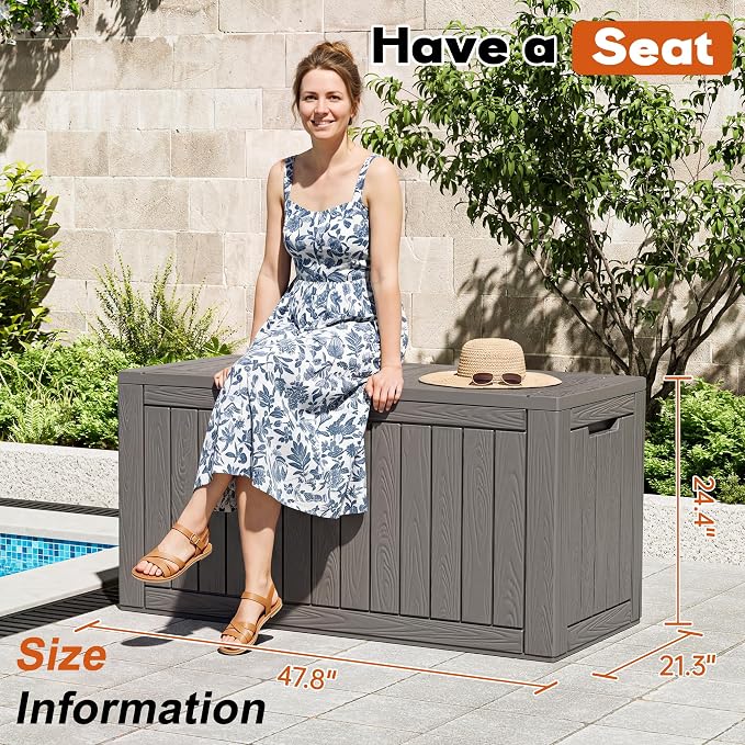 Outdoor Deck Storage Box, Resin Deck Boxes Indoor and outdoor, Waterproof - Image 5