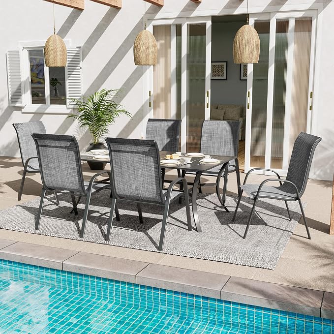 Amopatio Patio Chairs Set of 6, Outdoor Stackable Dining Chairs - Image 2