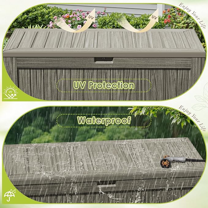 Devoko 125 Gallon Outdoor Storage Box, Waterproof Resin Deck Box | - Image 5