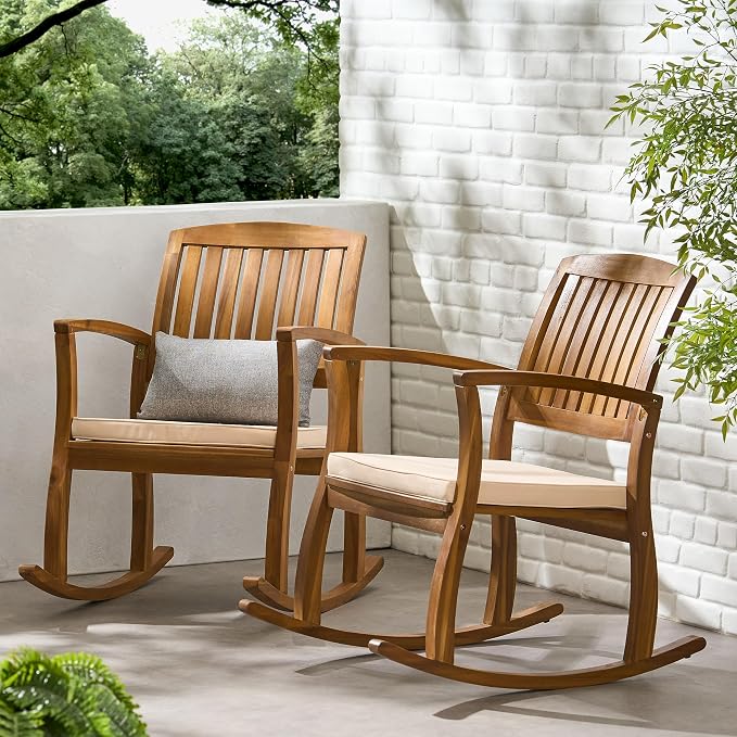 Christopher Knight Home Selma Acacia Rocking Chairs - Image 2