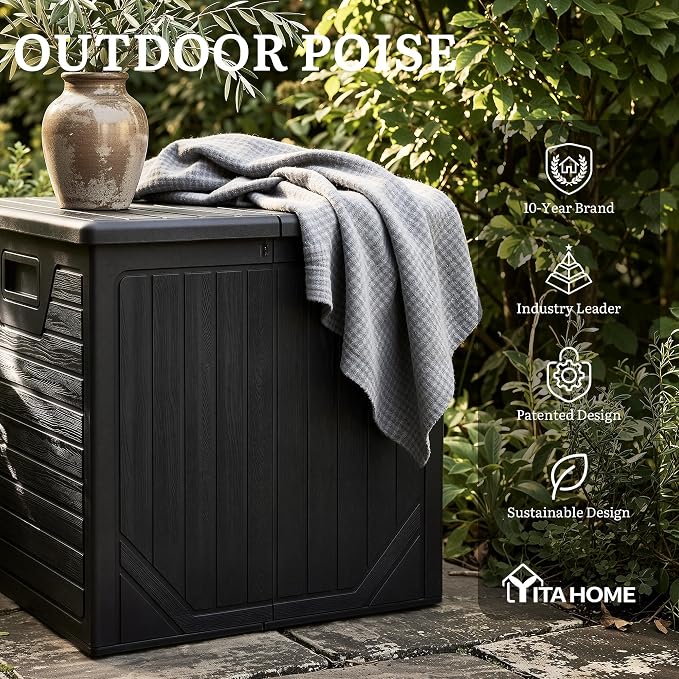 YITAHOME 150 Gallon Large Outdoor Storage Box w/Double Wall | Waterproof Deck - Image 9