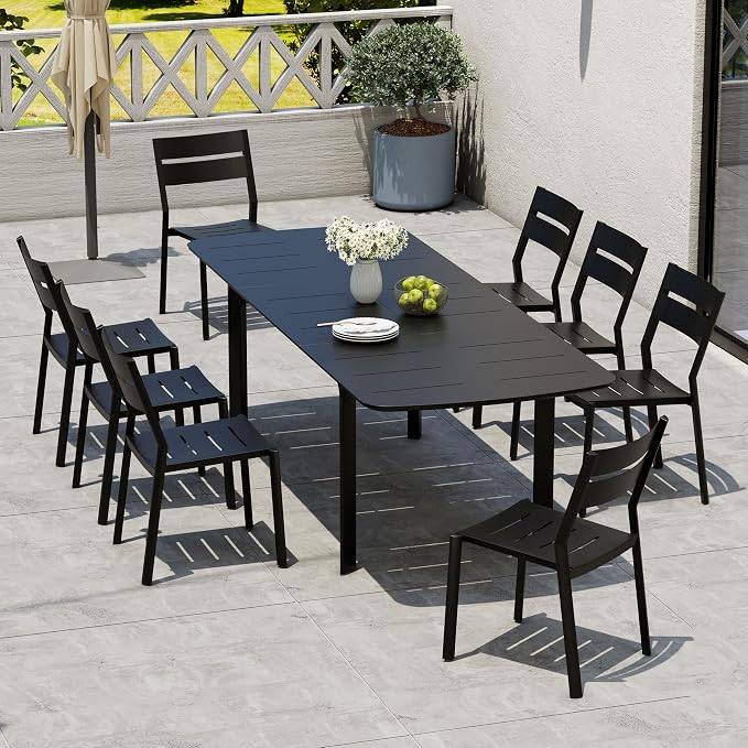 Pellebant Aluminum Stackable Outdoor Patio Dining Chairs Set of 4 | Outdoor - Image 2