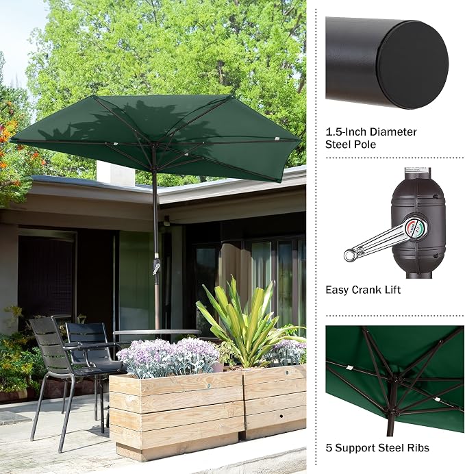 Half Patio Umbrella - 9ft Outdoor Patio Canopy - Condo - Image 4