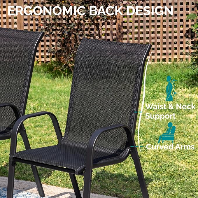 MAMIZO Patio Dining Chairs, Stackable Textilene Chair Set of 4, - Image 6