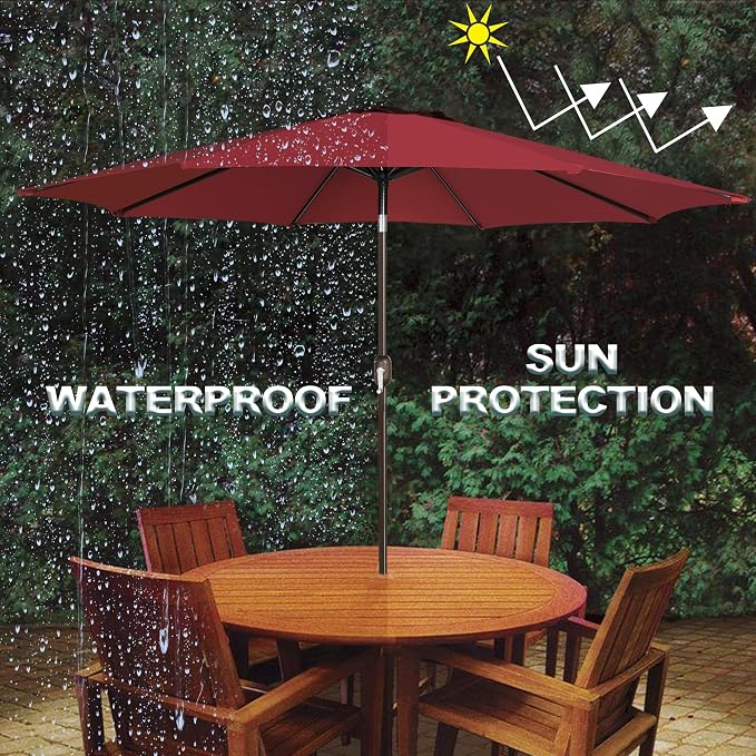 9' Outdoor Patio Umbrella, Outdoor Table Umbrella, Yard Umbrella, Market - Image 6