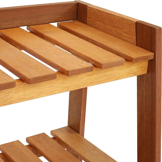 Sunnydaze Outdoor Meranti Wood 3-Tiered Garden Shelf - Image 9