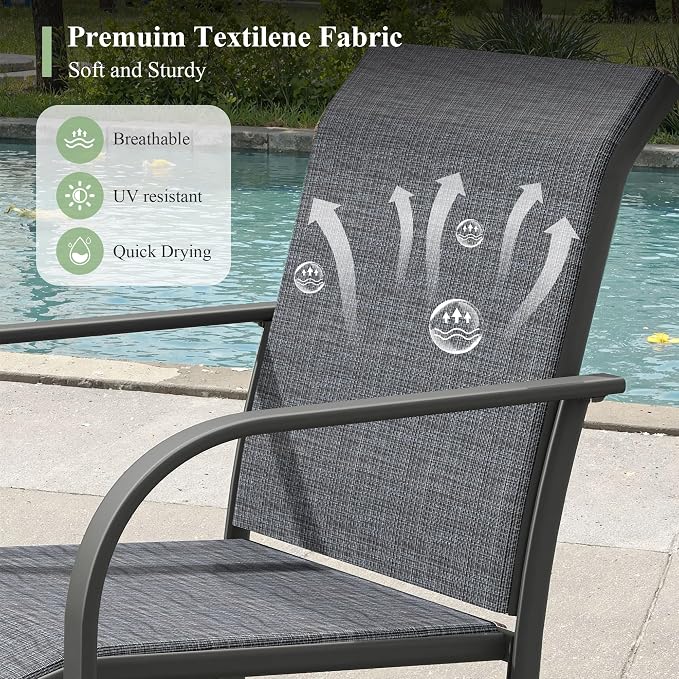 Outdoor Chairs Set of 6, Stackable Patio Dining Chairs - Image 4