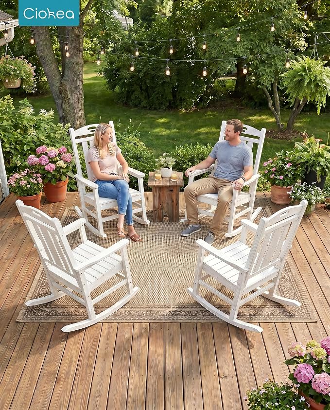 Oversized Outdoor Rocking Chairs Set of 4, 380lbs Heavy-Duty Large Patio Rocker - Image 2
