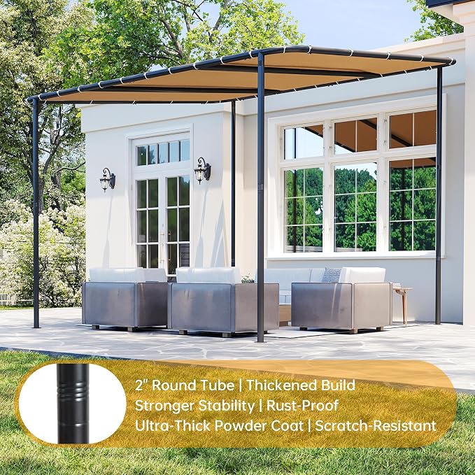 10x10 Lean to Pergola Outdoor Gazebo - Image 7