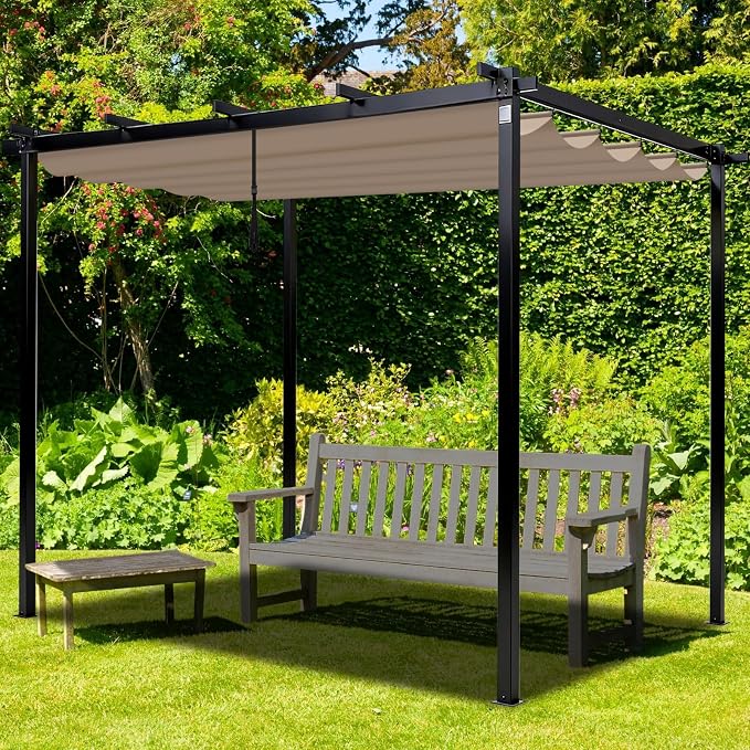 Mrsenloi 10 x 10 Pergola Shade Cover Replacement, Top Only, Retractable Sun - Image 7