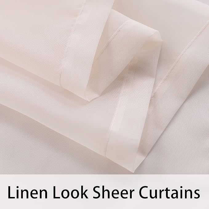 BONZER Sheer Outdoor Curtains for Patio Waterproof 2 Panels | Grommet - Image 5