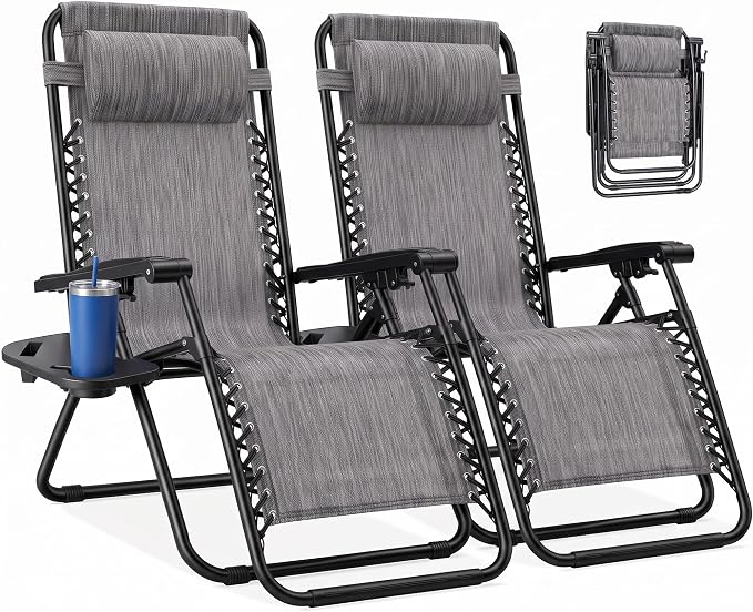 NEWBULIG Zero Gravity Chairs Set of 2, Folding Lounge Recliner Chair | Portable by NEWBULIG