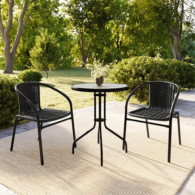 Flash Furniture Modern Rattan Indoor/Outdoor Restaurant Dining Chairs, - Image 2