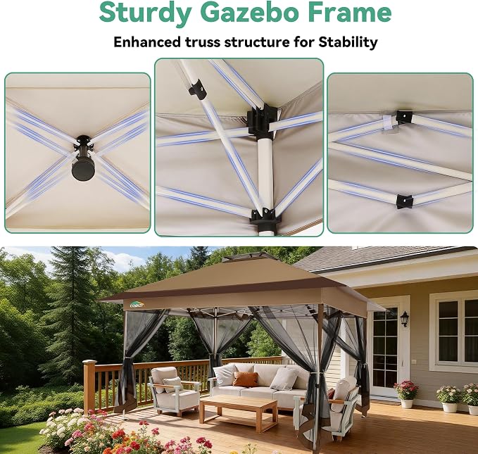 COBIZI 12x12 FT Pop up Gazebo on Clearance Canopy Tent, Carpas para Patio - Image 9