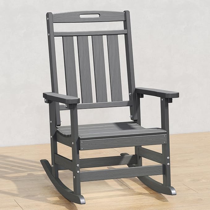 Oversized HDPE Outdoor Rocking Chair, All-Weather Resistant, Extra Large & by Plawdlik