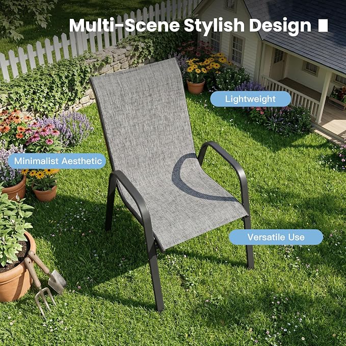DIFY Patio Chairs Set of 6, Stackable Outdoor Dining Chairs Set - Image 8