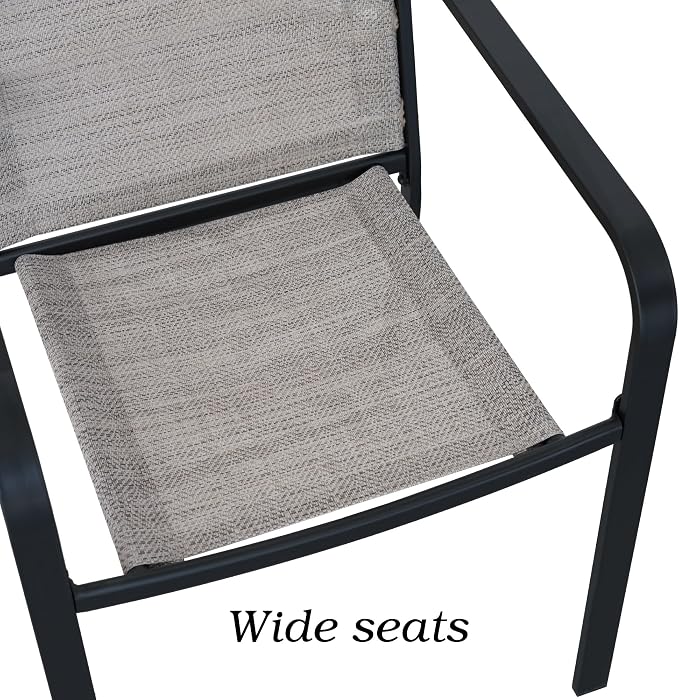 Anmutig Stackable Outdoor Dining Chairs Set of 4, Textilene Fabric, Breathable - Image 6