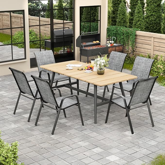 Patio Chairs Set of 4, Stackable Outdoor Dining Chairs - Image 7