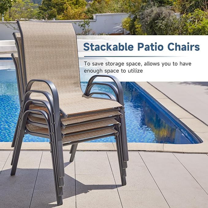 Amopatio Patio Chairs Set of 6, Outdoor Stackable Dining Chairs - Image 6