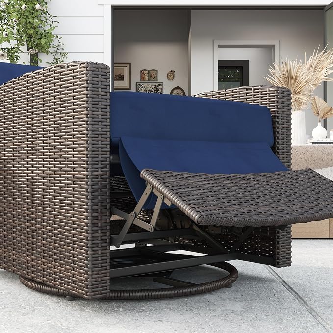 Outsunny Outdoor Wicker Swivel Recliner Chair, - Image 8