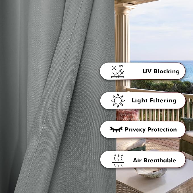 BONZER Outdoor Curtains for Patio Water Resistant | Heavy Privacy Light - Image 4