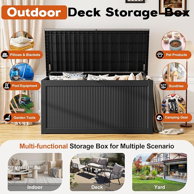 Outdoor Deck Storage Box, Resin Deck Boxes Indoor and outdoor, Waterproof - Image 3