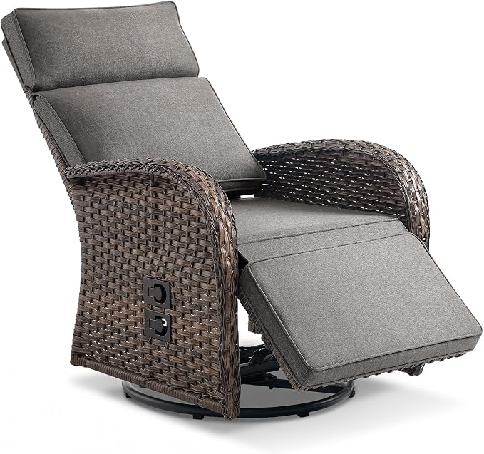 Zero Gravity Patio Swivel Recliner Chair by JelwalyPatioFurnitureSet