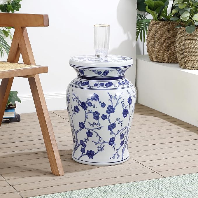 JONATHAN Y Cherry Blossom 18" Ceramic Garden Stool Side Table, Plant Stand - Image 7