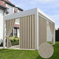Linen Outdoor Curtains for Patio Waterproof 4 Pcs 110x120 In Taupe | Light by HolidayIdeas