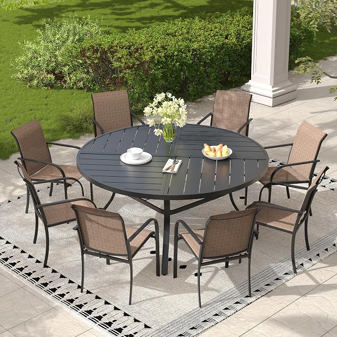 Outdoor Chairs Set of 8, Stackable Patio Dining Chairs - Image 2