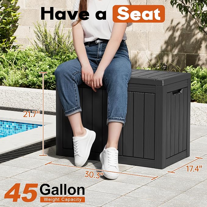 Outdoor Deck Storage Box, Resin Deck Boxes Indoor and outdoor, Waterproof - Image 2