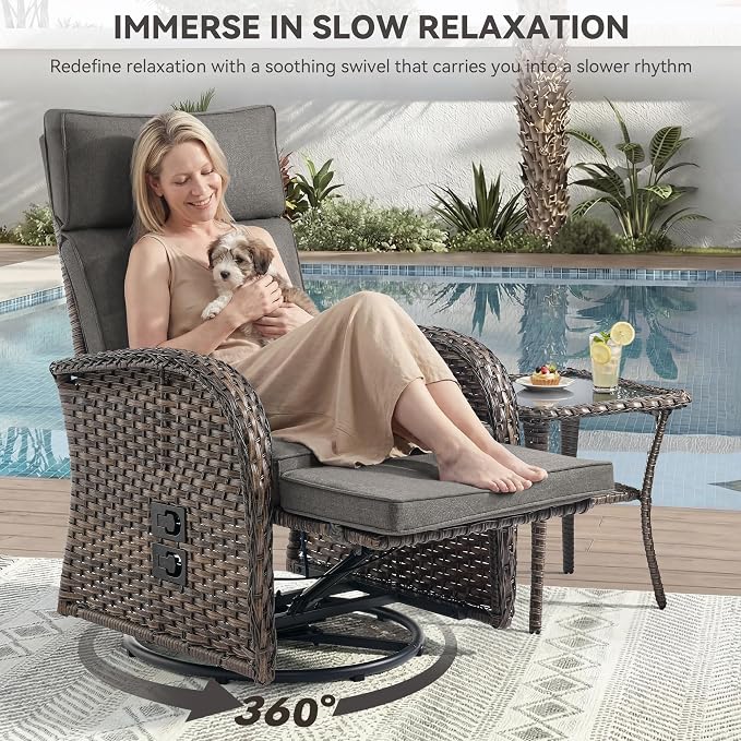 Zero Gravity Patio Swivel Recliner Chair - Image 4