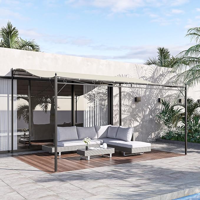 Outsunny 10' x 13' Steel Outdoor Pergola Gazebo Patio Canopy Cream White | - Image 2