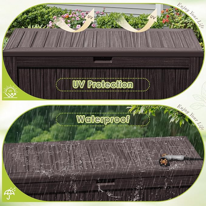 Devoko 125 Gallon Outdoor Storage Box, Waterproof Resin Deck Box | - Image 5