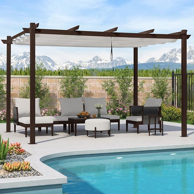 PURPLE LEAF Patio Pergola 10' x 13' Retractable Canopy Metal Frame, All-aluminum - Image 3