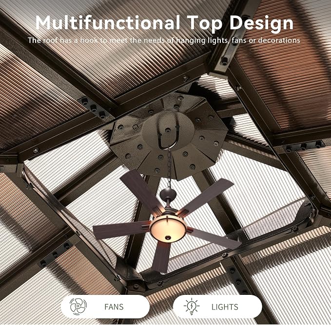 Aoxun 12'x12' Hardtop Gazebo - Image 9