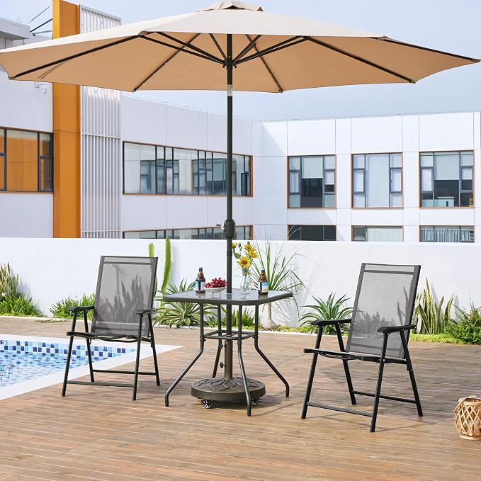 Yaheetech Patio Dining Chairs Set of 4 Outdoor Folding Lawn Chairs, folds flat - Image 9
