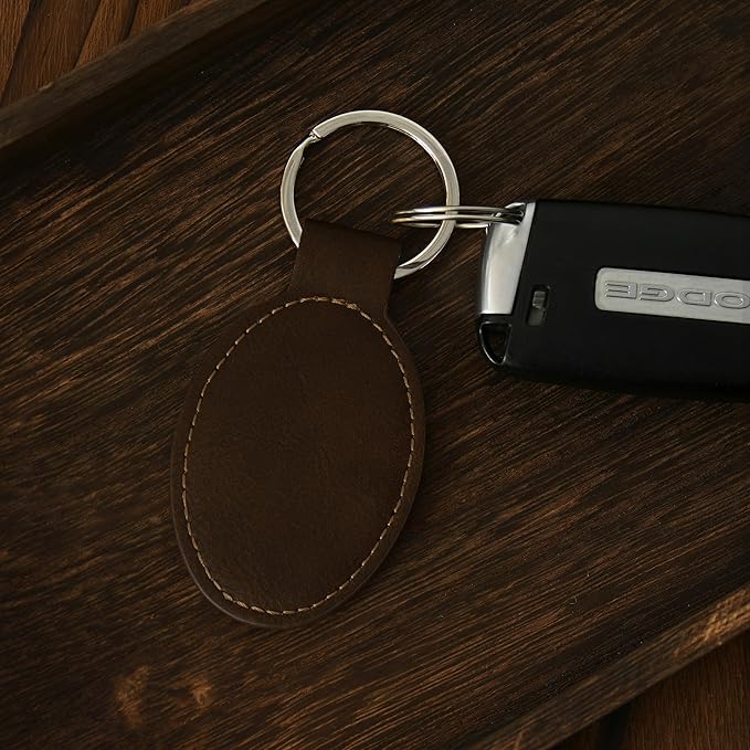 LaserGram Oval Keychain, Golf Ball, Personalized Engraving Included (Chocolate Brown)