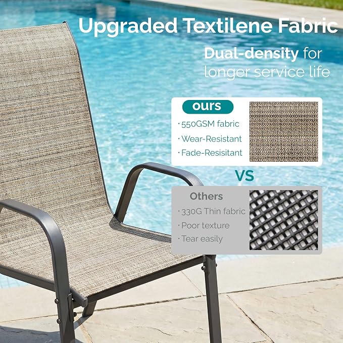 MAMIZO Patio Dining Chairs, Stackable Textilene Chair Set of 4, - Image 3
