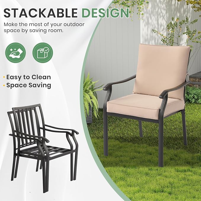 LVUYOYO Outdoor Patio Dining Chairs Set of 2, Metal Stackable Chairs Set - Image 5