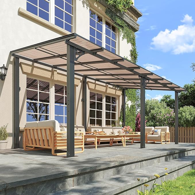 16'X10' Lean to Gazebo Pergola Patio Gazebos Pergolas Outdoor | Wall Mounted - Image 9