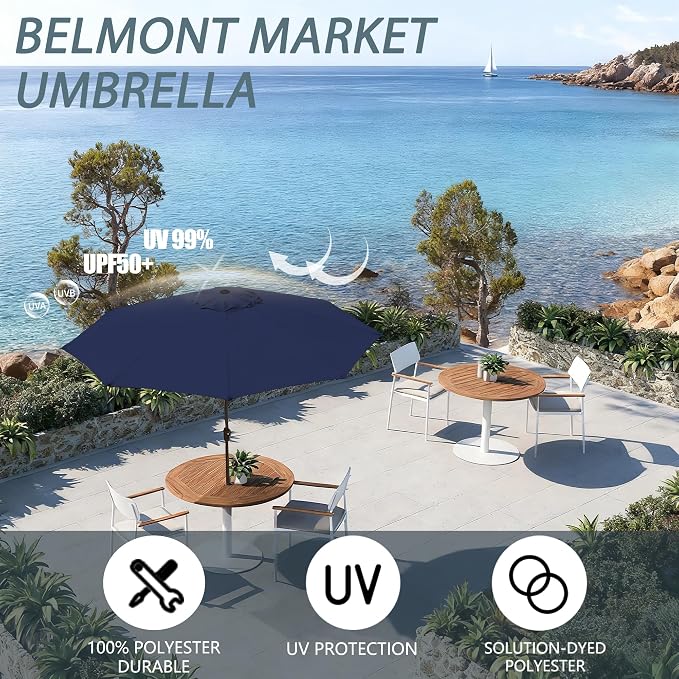 9FT Large Outdoor Patio Umbrella Market Table Umbrella-UV Resistant, Easy Push - Image 3