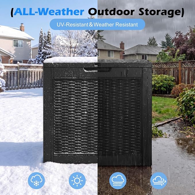 Outdoor Storage Box, 30 Gallon Resin Deck Boxes Outdoor Waterproof - Image 4