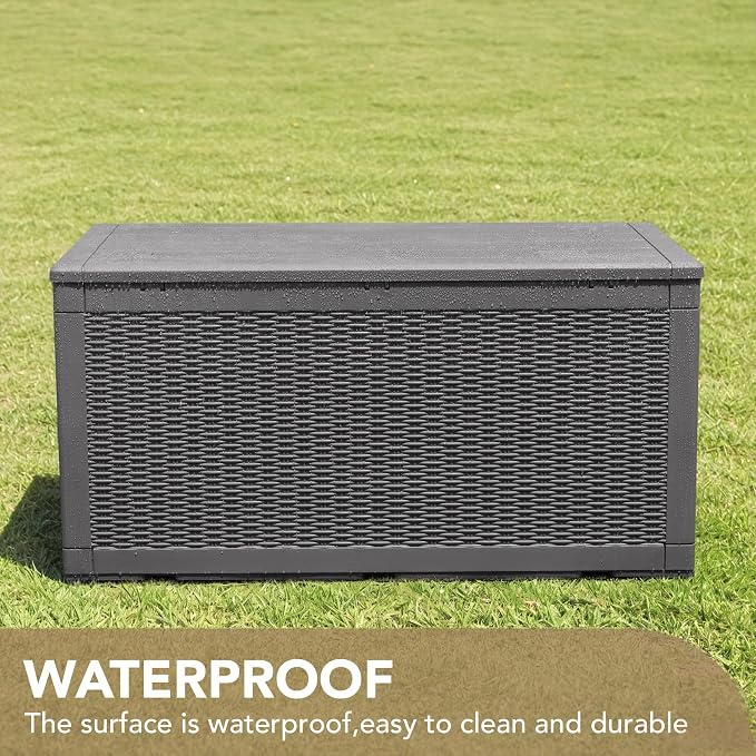 Devoko 100 Gallon Waterproof Resin Deck Box, Large Outdoor Storage Box | Indoor - Image 4