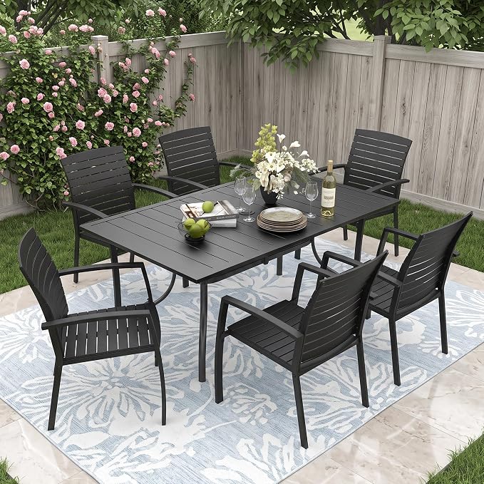 Outdoor Stackable Chairs Set of 2, All-Weather Patio Dining Chairs | Aluminum - Image 8