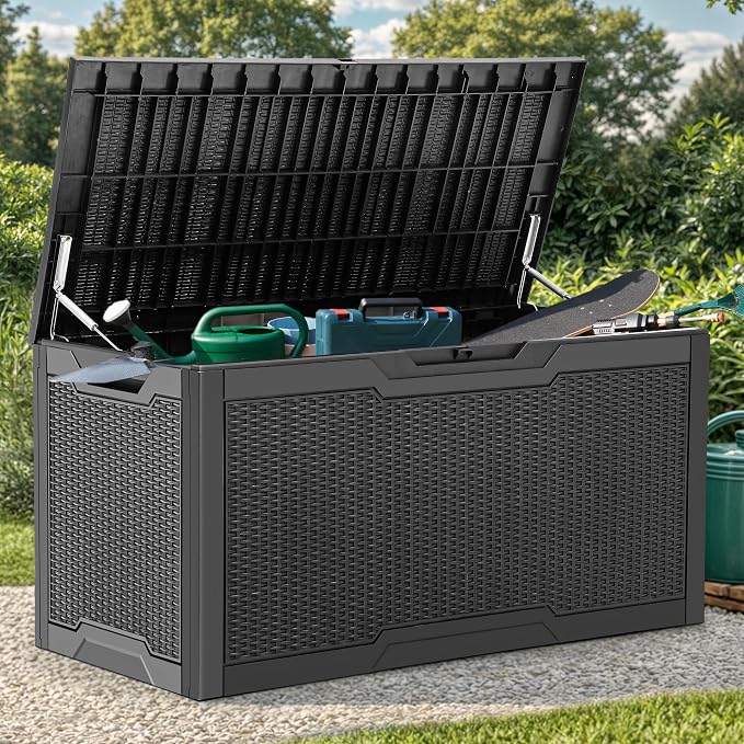 YITAHOME 100 Gallon Large Resin Deck Box Outdoor Storage Boxes by YITAHOME