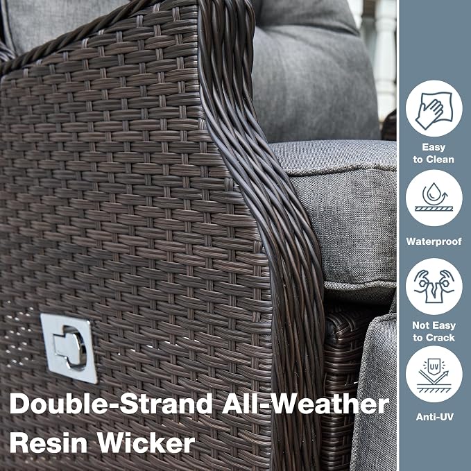 2 Pieces Outdoor Wicker Recliner - Image 6