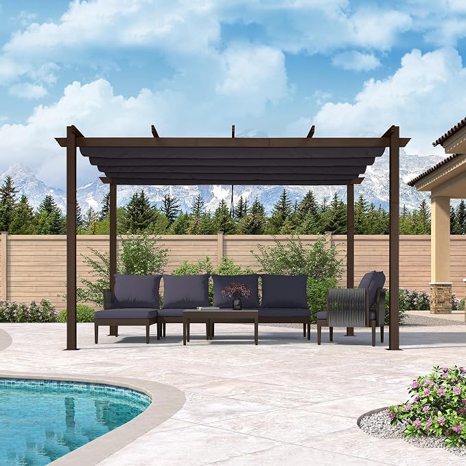 PURPLE LEAF Patio Pergola 10' X 13' Metal Retractable Canopy, All-aluminum - Image 8