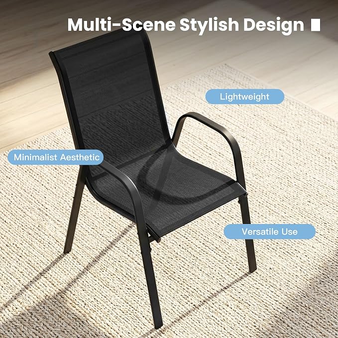 DIFY Patio Chairs Set of 4, Stackable Outdoor Dining Chairs Set - Image 8