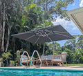 PURPLE LEAF Cantilever Umbrella 10' X 13' Double Top Solar LED Light, Stays by PURPLELEAF